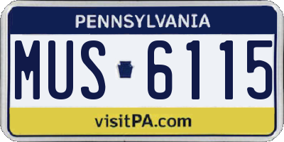 PA license plate MUS6115