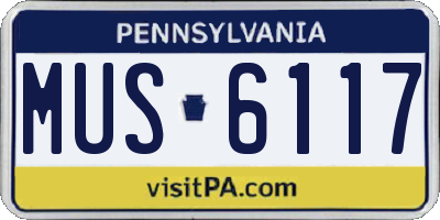 PA license plate MUS6117