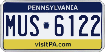 PA license plate MUS6122