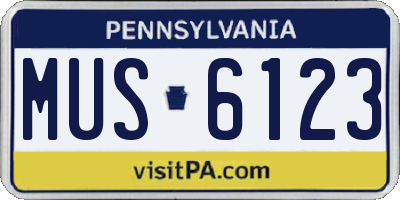 PA license plate MUS6123
