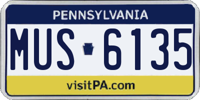 PA license plate MUS6135