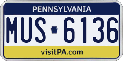 PA license plate MUS6136