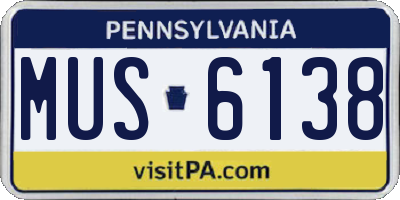 PA license plate MUS6138