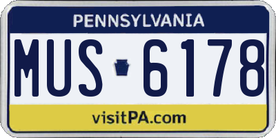 PA license plate MUS6178