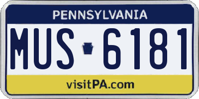 PA license plate MUS6181