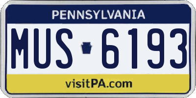 PA license plate MUS6193