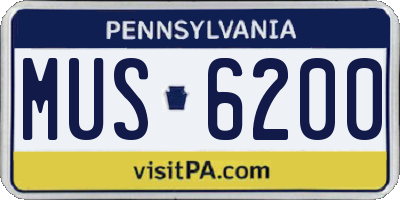 PA license plate MUS6200