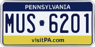 PA license plate MUS6201