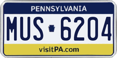 PA license plate MUS6204