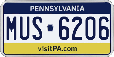 PA license plate MUS6206