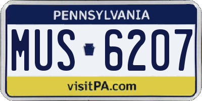 PA license plate MUS6207