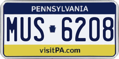 PA license plate MUS6208