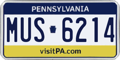PA license plate MUS6214