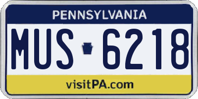 PA license plate MUS6218