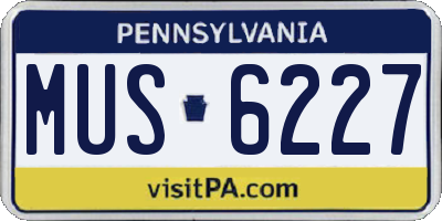 PA license plate MUS6227