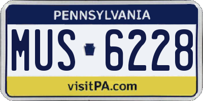 PA license plate MUS6228