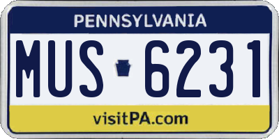PA license plate MUS6231