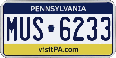 PA license plate MUS6233