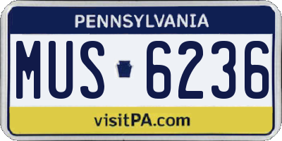 PA license plate MUS6236