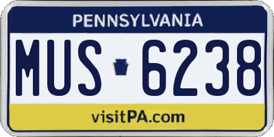 PA license plate MUS6238