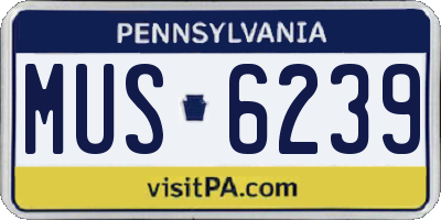 PA license plate MUS6239