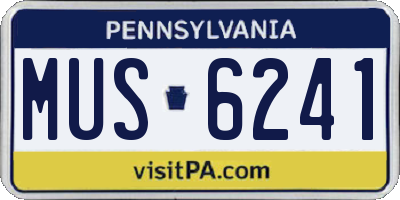 PA license plate MUS6241