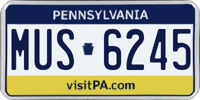 PA license plate MUS6245