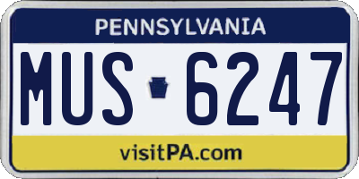 PA license plate MUS6247