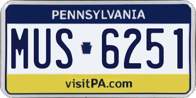 PA license plate MUS6251