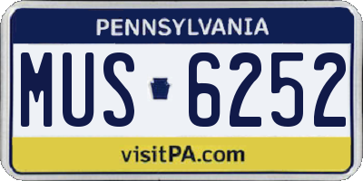 PA license plate MUS6252