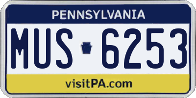 PA license plate MUS6253