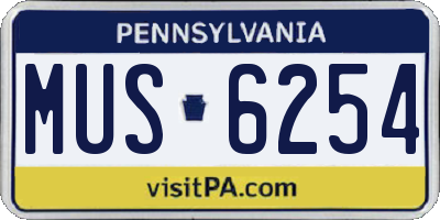 PA license plate MUS6254