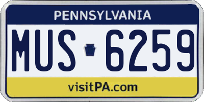 PA license plate MUS6259