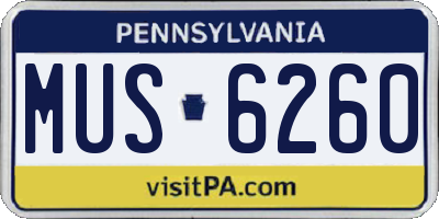 PA license plate MUS6260