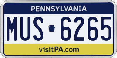 PA license plate MUS6265