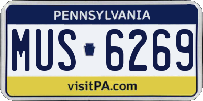 PA license plate MUS6269