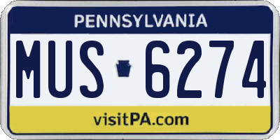 PA license plate MUS6274