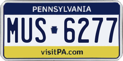 PA license plate MUS6277