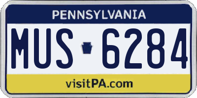 PA license plate MUS6284