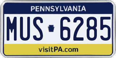 PA license plate MUS6285