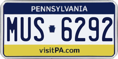 PA license plate MUS6292