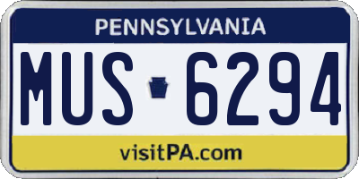 PA license plate MUS6294