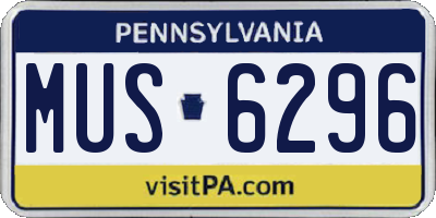 PA license plate MUS6296