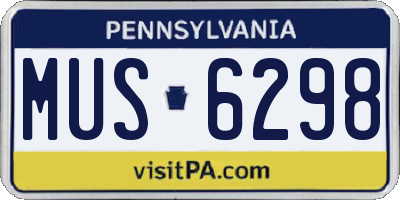 PA license plate MUS6298