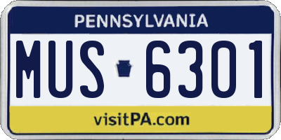 PA license plate MUS6301