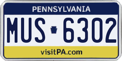PA license plate MUS6302
