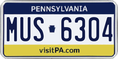 PA license plate MUS6304