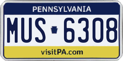 PA license plate MUS6308
