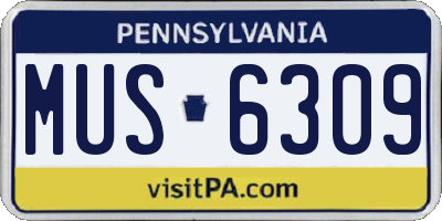 PA license plate MUS6309