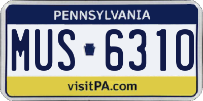 PA license plate MUS6310